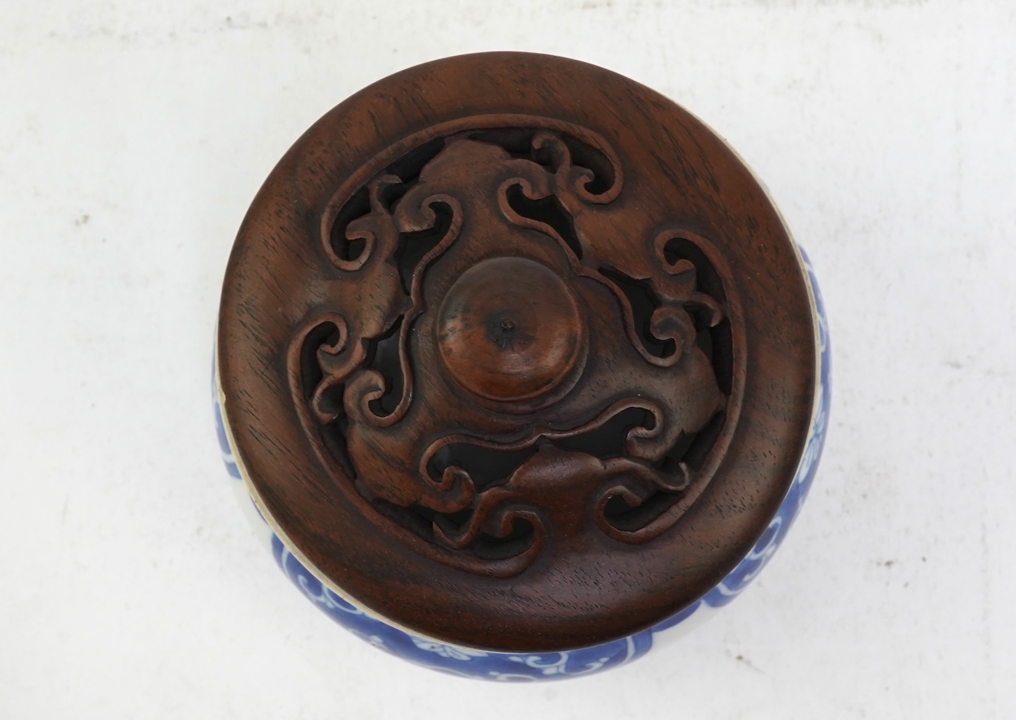 A Chinese blue and white baluster censer, Kangxi period